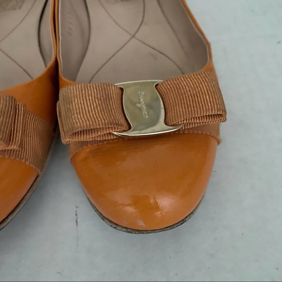 Ferragamo Varina Flat Apricot Patent Leather - Picture 10 of 15